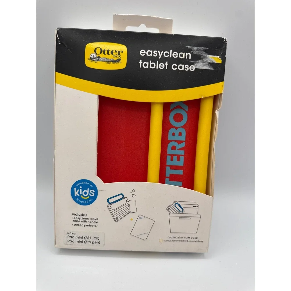 OtterBox EasyClean Tablet Case Kids iPad‎ Mini 6th Gen Red New Dishwasher Safe
